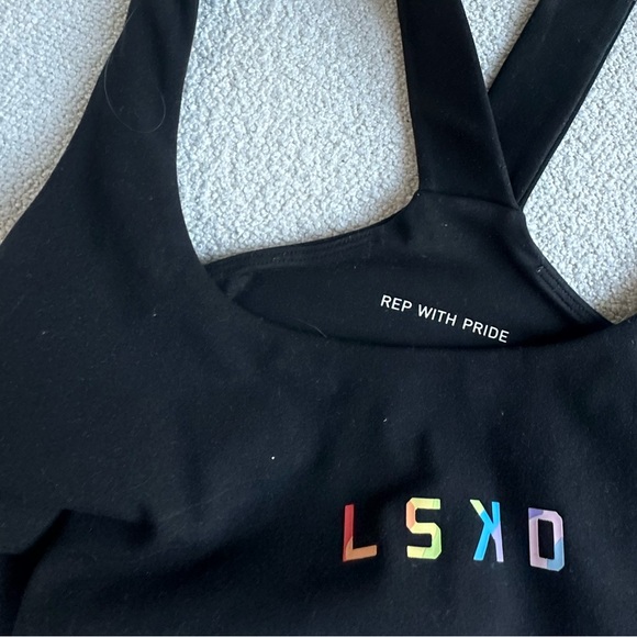 LSKD Black Sports Bra with Colorful Logo - Picture 5 of 5